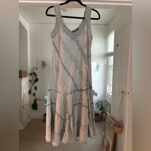 Coline Embroidered Boho Midi Sleeveless Dress